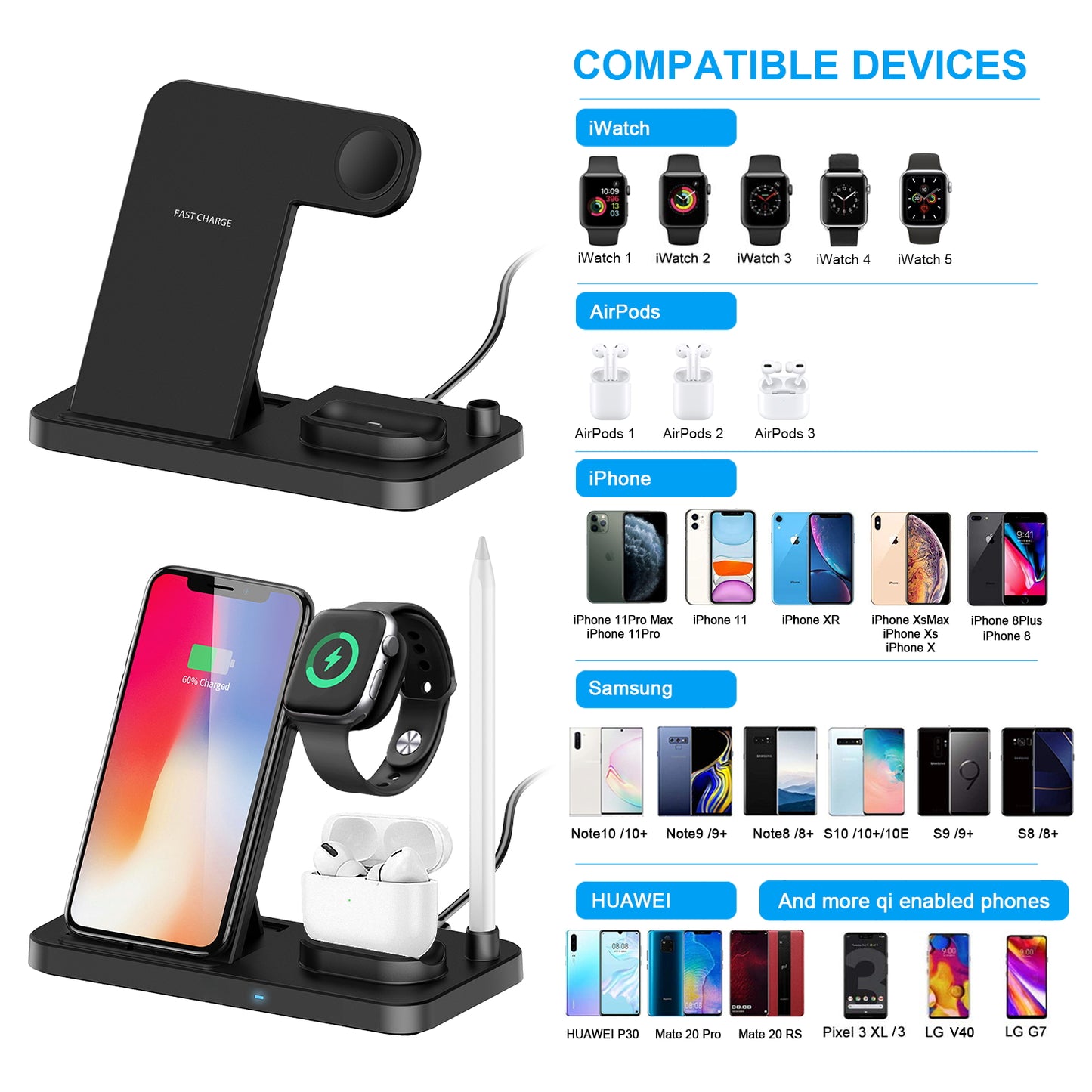 15W 4 in 1 Wireless Charger