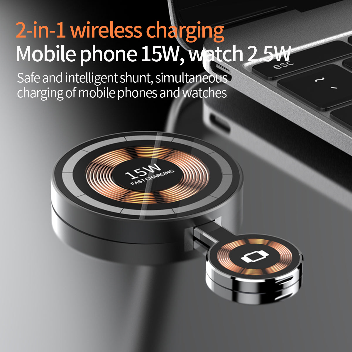 15W 2 in 1 Magnetic Foldable Wireless Charger