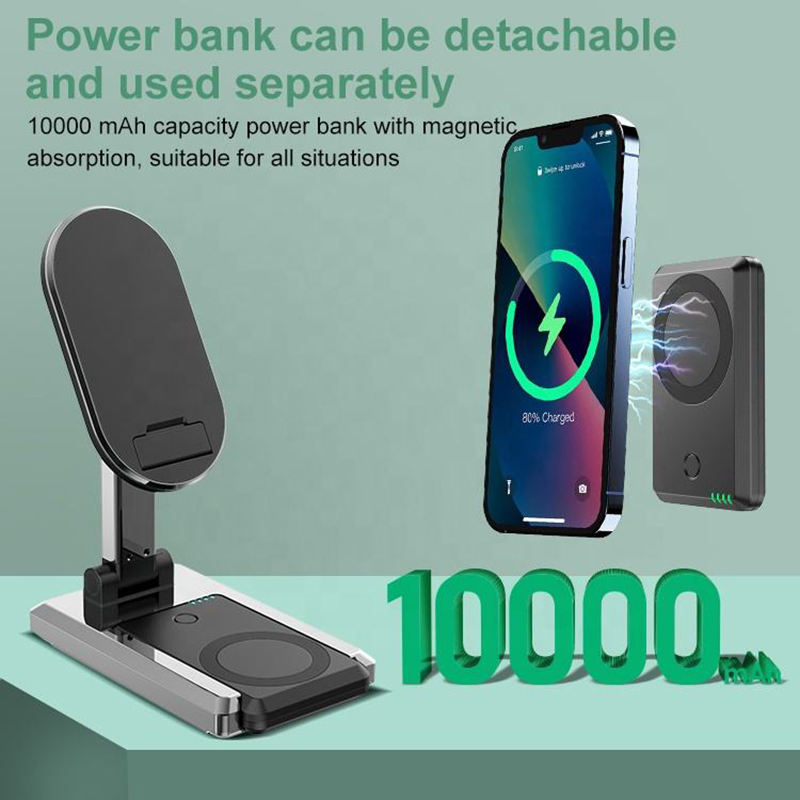 15W 2 in 1 Foldable Wireless Charger With Power Bank